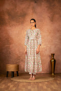 Red Floral Hand Block Printed Cotton Kurta Pant Set with artisanal details