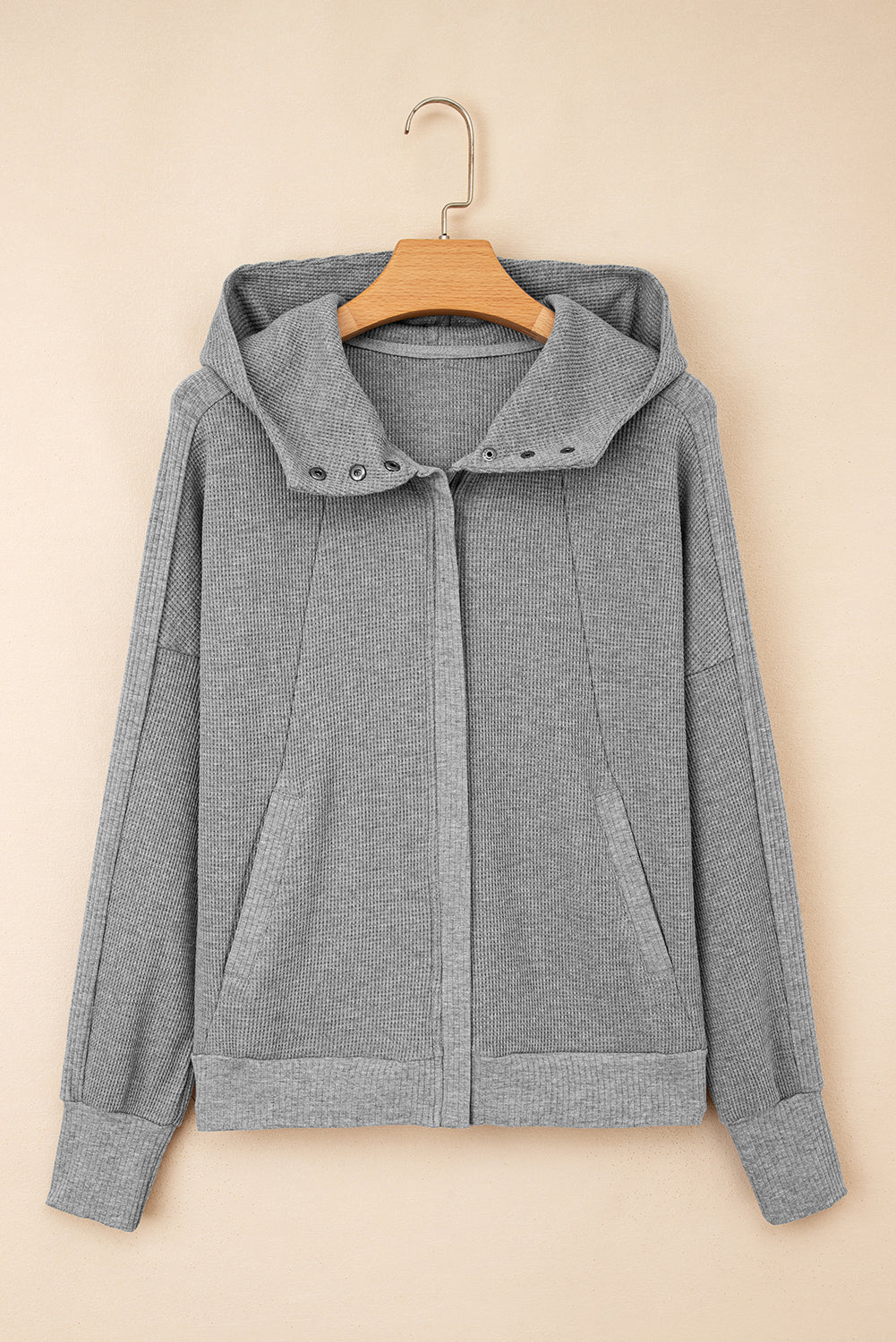 Kayla Waffle Zip Up Hooded Jacket
