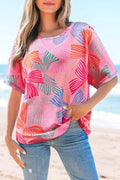 Printed Waffle Knit Oversized T-Shirt