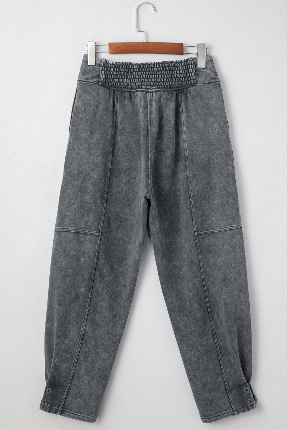 Women's High Rise Mineral Wash Joggers in Brown and Grey