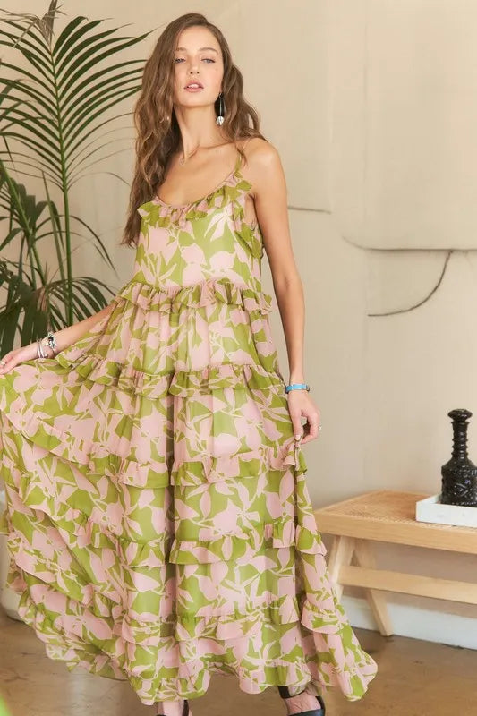 Ruffled Tiered Scoop Neck Cami Summer Dress