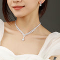 European And American New Style Water Drop Earrings, Necklace, Bracelet Three-Piece Set, Fashionable And Super Shiny, High-End Crystal Zircon Bridal Jewelry