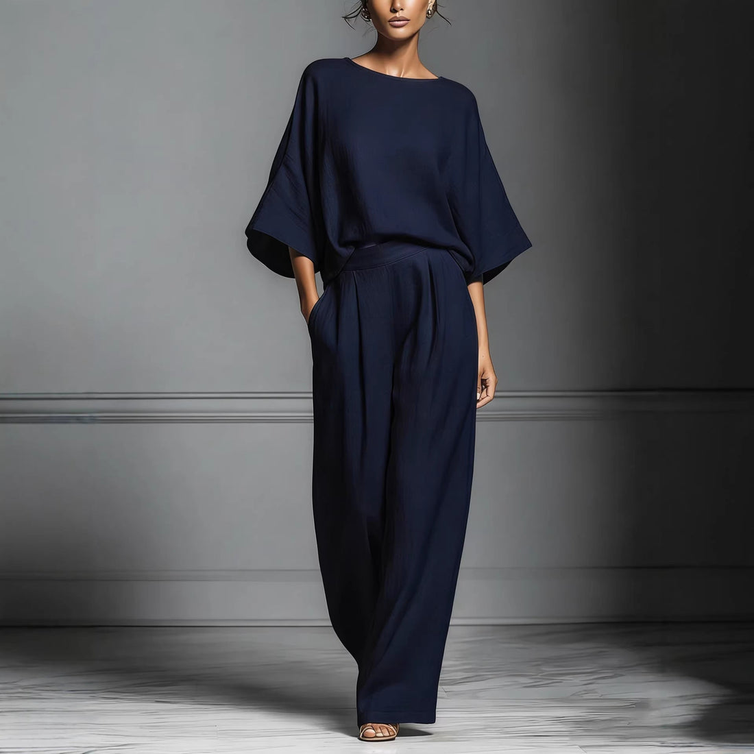 Women's Flared Sleeve Linen Two Piece Set Casual Outfit - Image 6