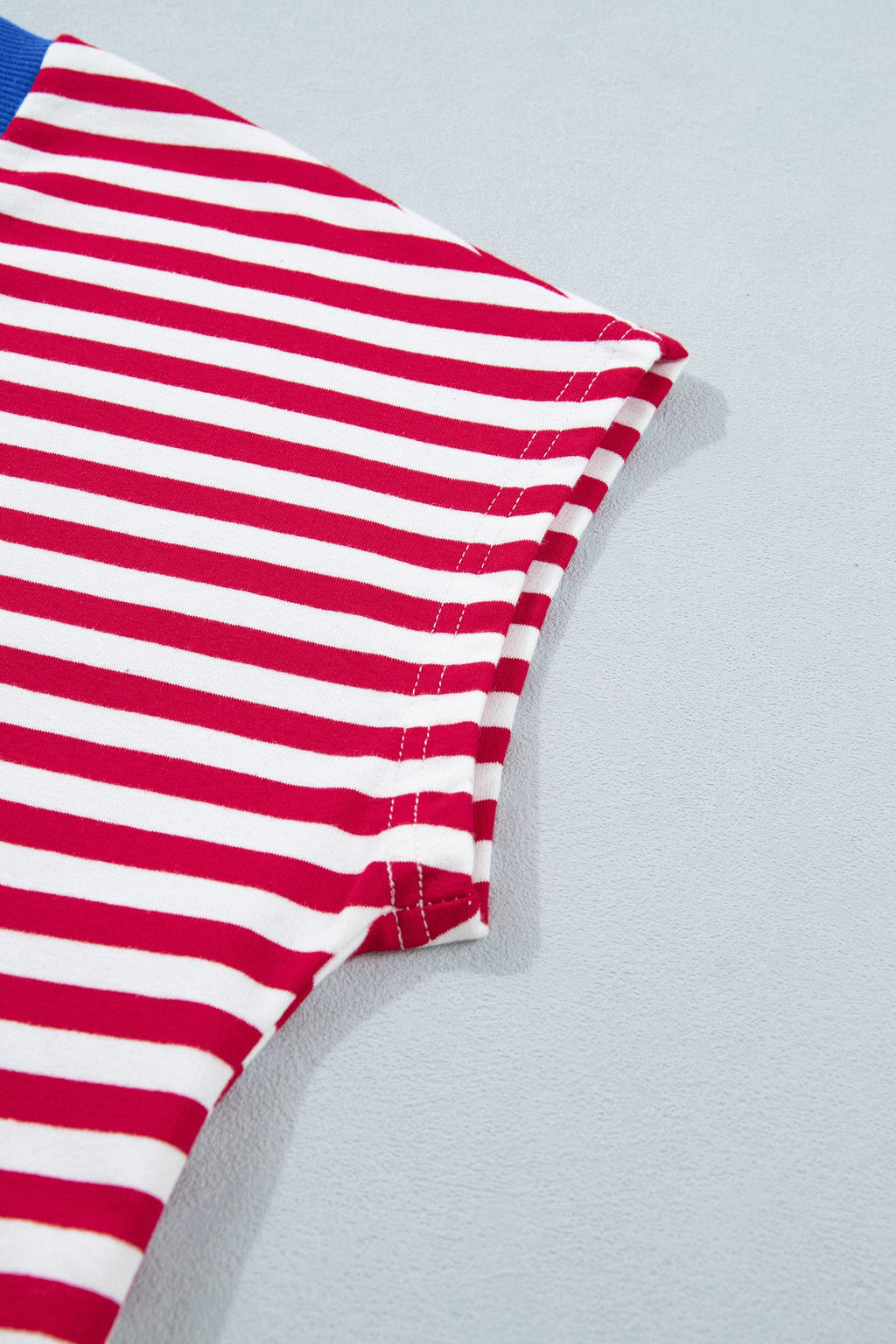 Skye Stripe Trim Tee Set: Patriotic V-Neck Loungewear in Cotton
