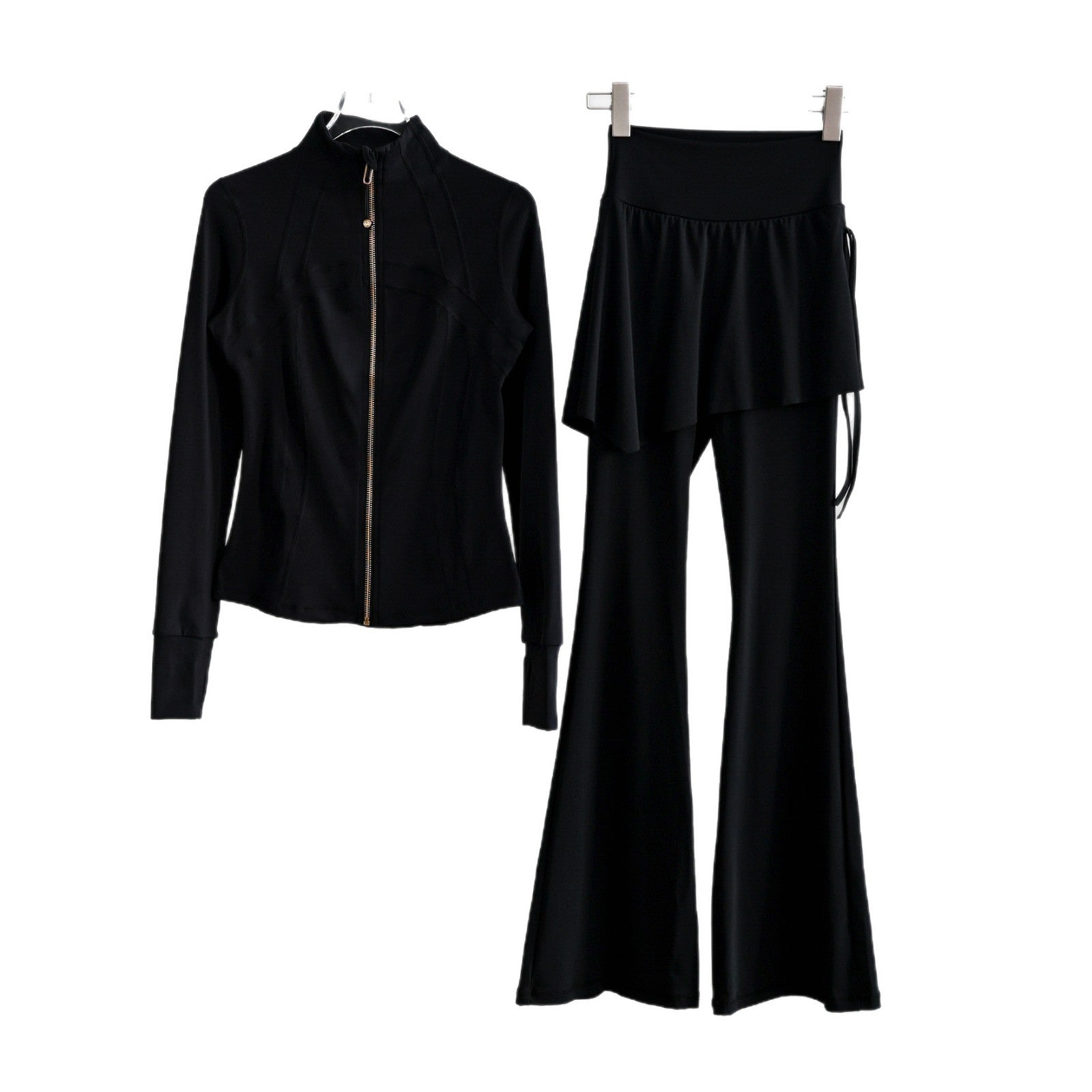 Women’s Long Sleeve Zip-Up Athletic Running Set Gym Outfit - Image 4