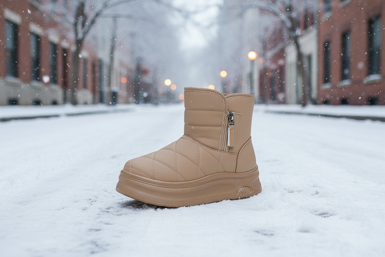 Women’s Warm Fleece-Lined Quilted Ankle Snow Boots Winter Footwear