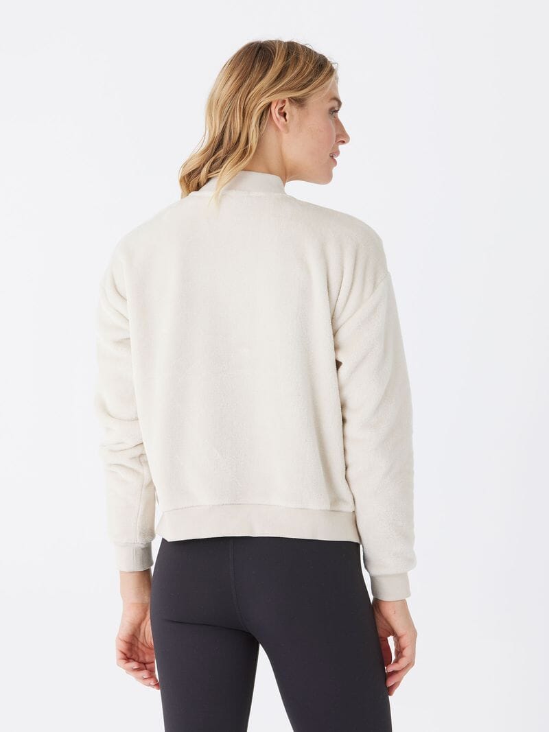 Lynette Sherpa Bomber Jacket in Off-White Cream
