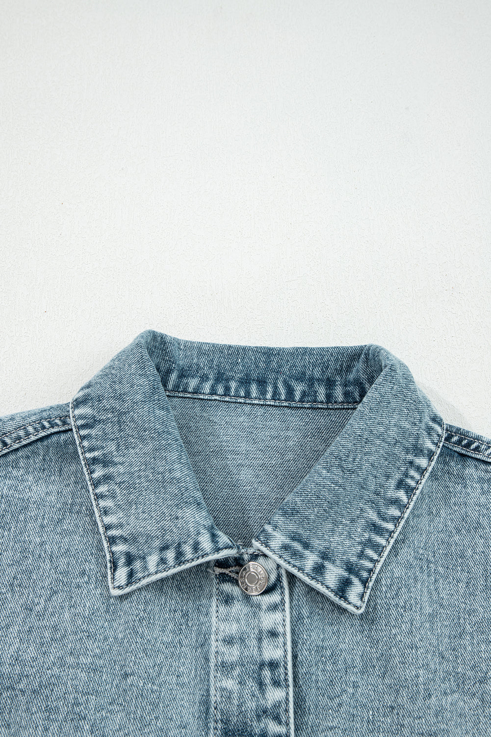Denim Button Flap Pocket Frayed Vest