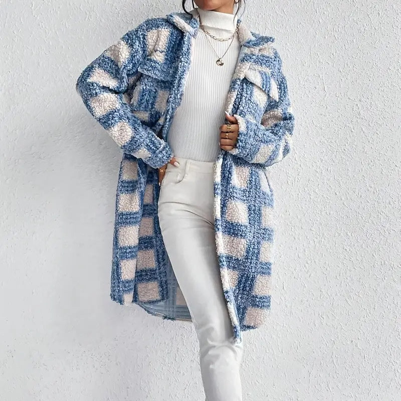 Women’s Lightweight Plaid Fleece Shacket Button Down Jacket