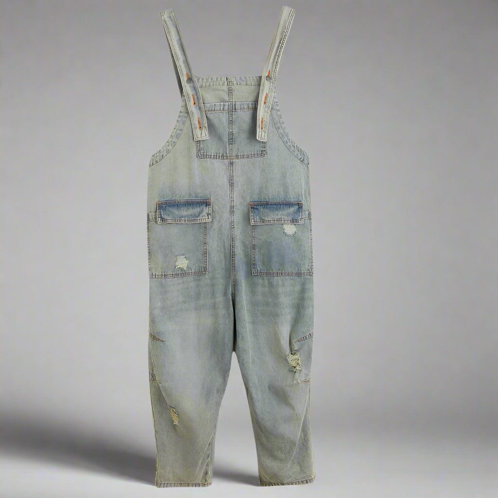 Women's Summer Retro Nostalgic Ripped Denim Overalls - Image 6
