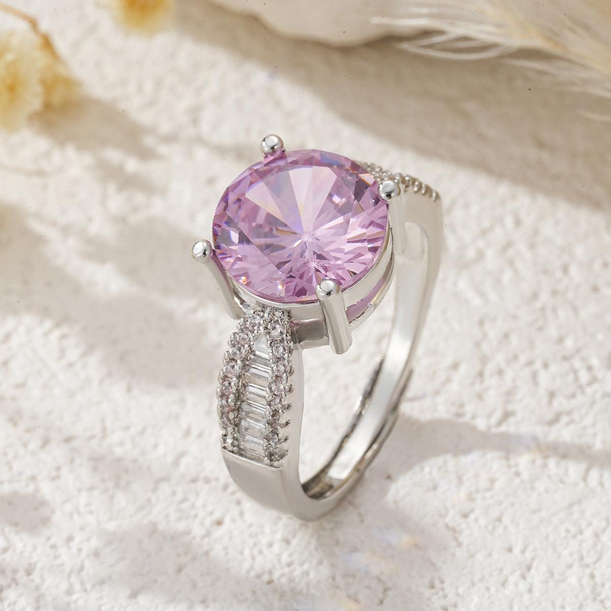 Women's Open Ring With Colorful Zircon