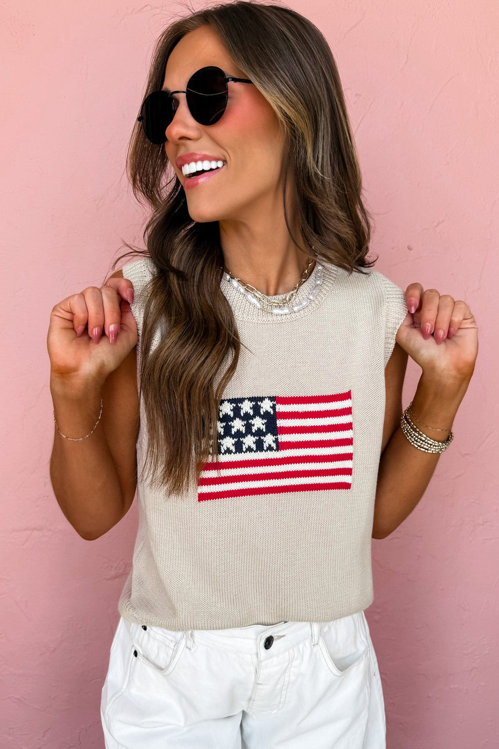 Americana USA Flag Sleeveless Knit Sweater
