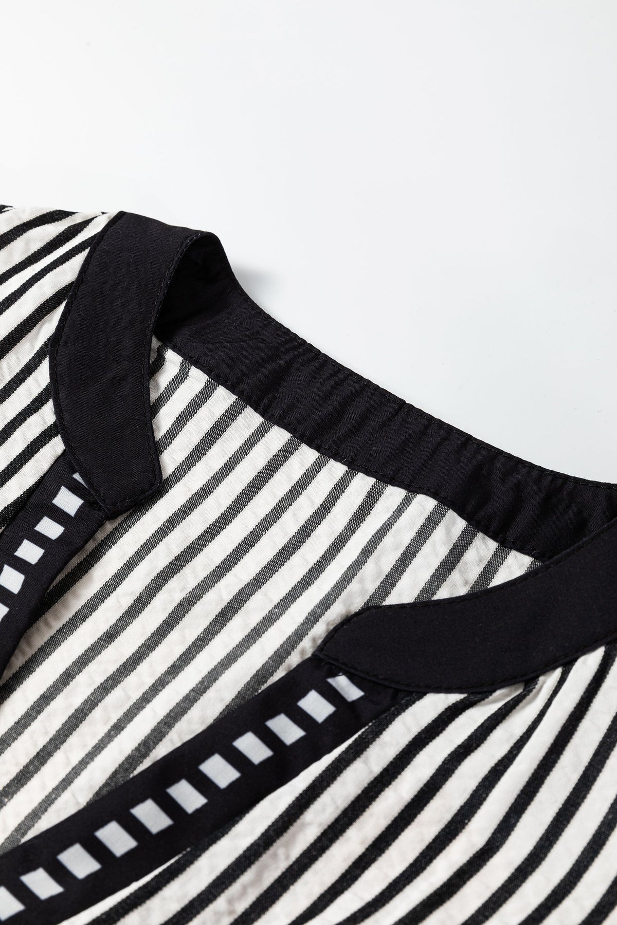 Stripe Ruffle Short Sleeve V-Neck Midi Dress