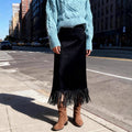 Women's Elegant Suede Straight Skirt Micro-Elastic Slim Fit