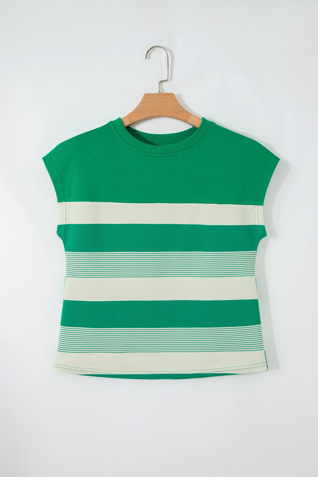 Galilea Cap Sleeve T Shirt – Striped Color Block Knit Top