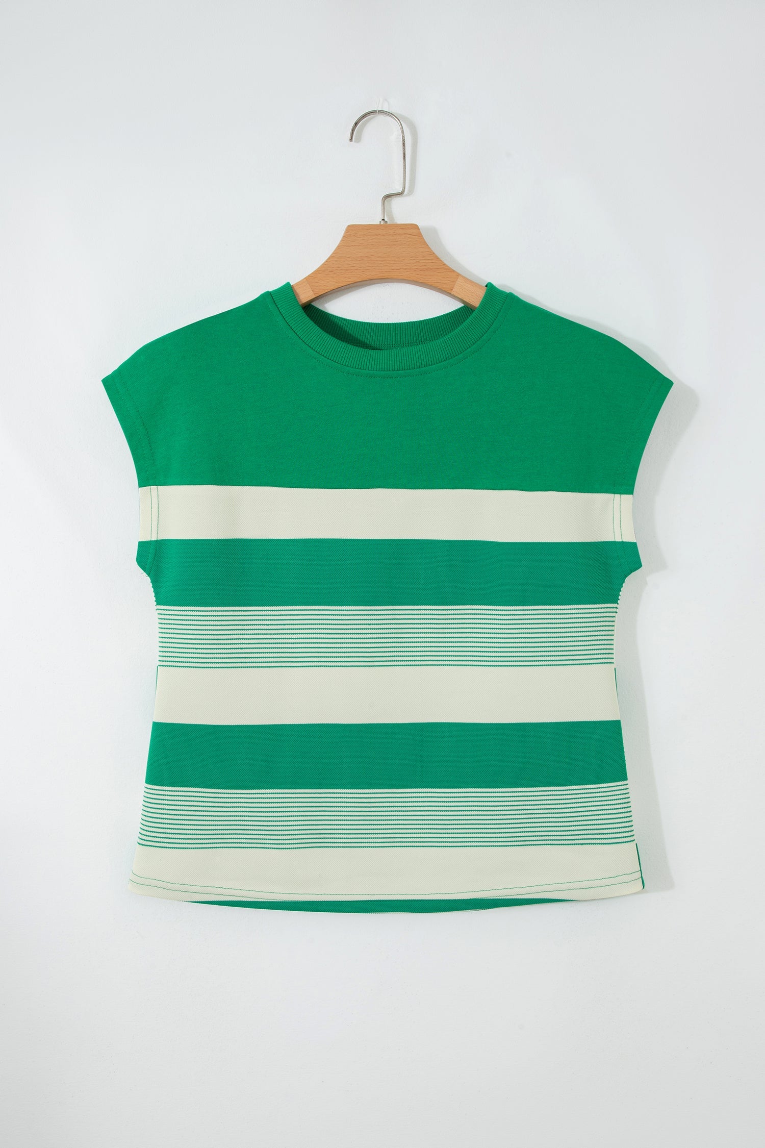 Galilea Cap Sleeve T Shirt – Striped Color Block Knit Top