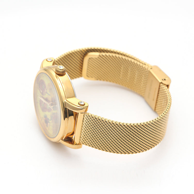 Van Gogh Women's Quartz Watch 3D Printed Oil Painting Dial Steel Strap Sunflowers