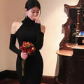 Women's High Collar Long Sweater Dress
