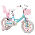 Bixike Girls Bike with Basket for Toddlers and Kids Aged 3-14 Years Old 14 16 18 Inch with Training Wheels & Doll Seat 20 Inch with Kickstand & Rear Rack Princess Style Bicycle for Gift
