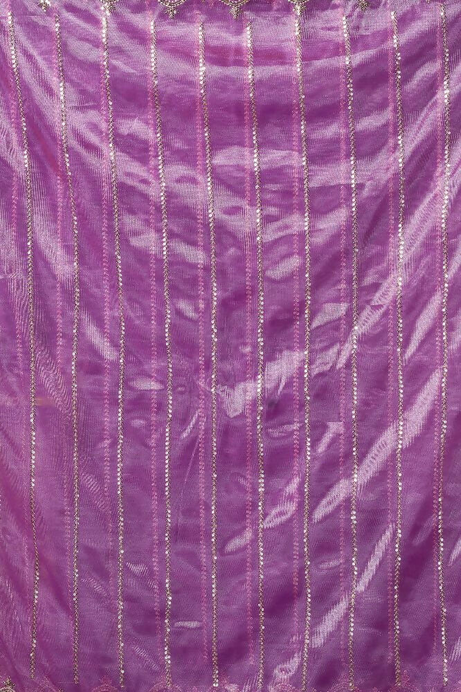 Lavender Net Party Wear Saree with Contrast Black Velvet Blouse