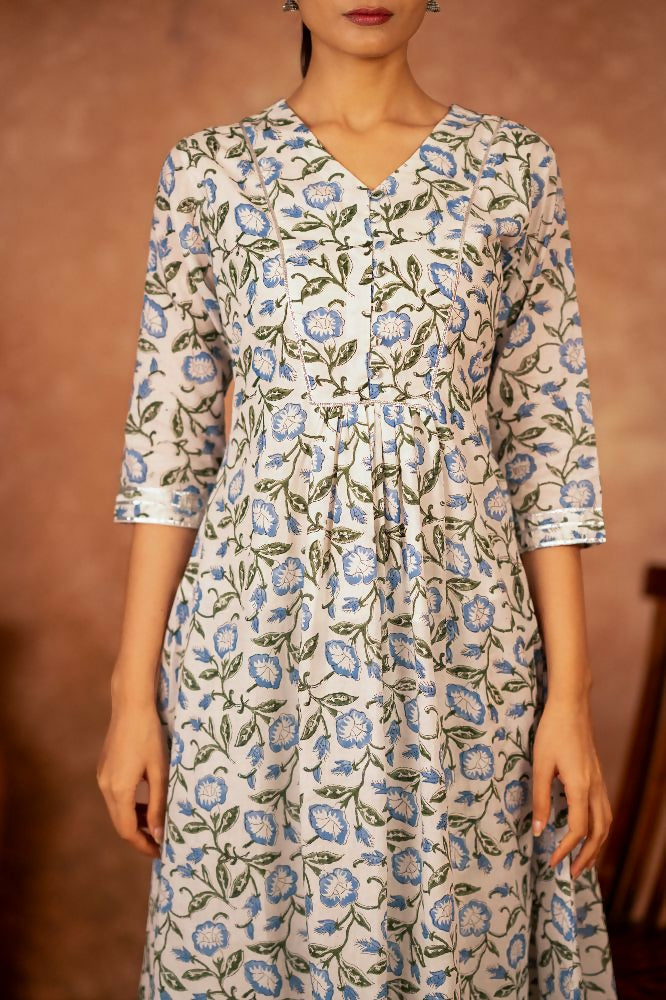 Blue Hand Block Printed Cotton Suit Set