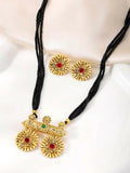 Red Mangalsutra with matching earrings for women