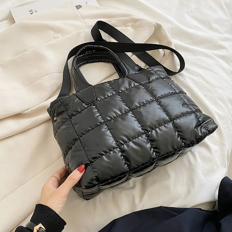 Fashionable Plaid Stitching Shoulder Bag
