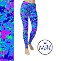 UV Reactive Fluorescent Neon  Camo Full Length Leggings with pockets