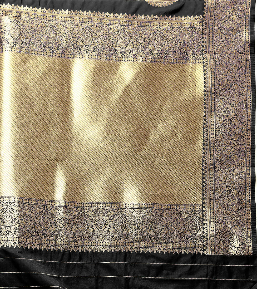 Black Soft Silk Saree with Gold Zari Weaving and Silk Blouse