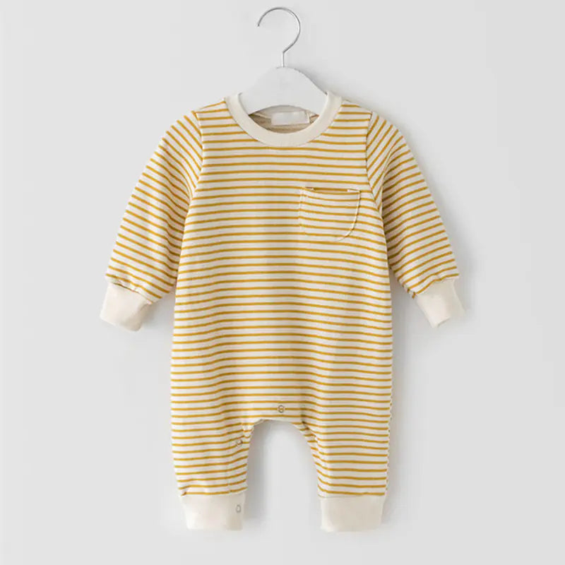 Striped Long-Sleeved Jumpsuit for Baby Boys and Girls