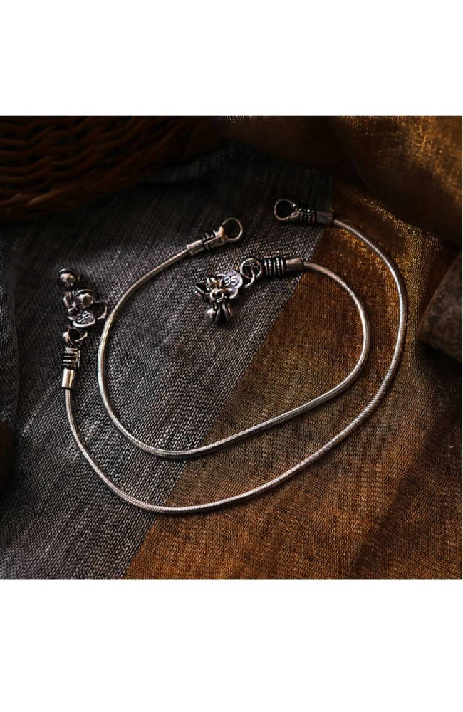 Oxidised Silver-Plated Traditional Anklets for Women
