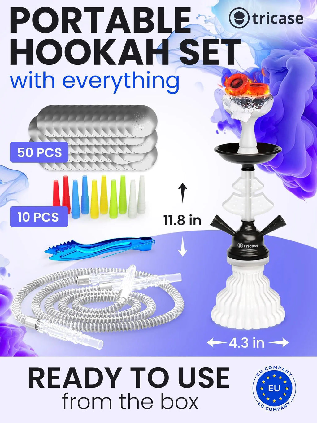 White Black Hookah set with everything Hookah Set 2 Hose Hookah LilOne