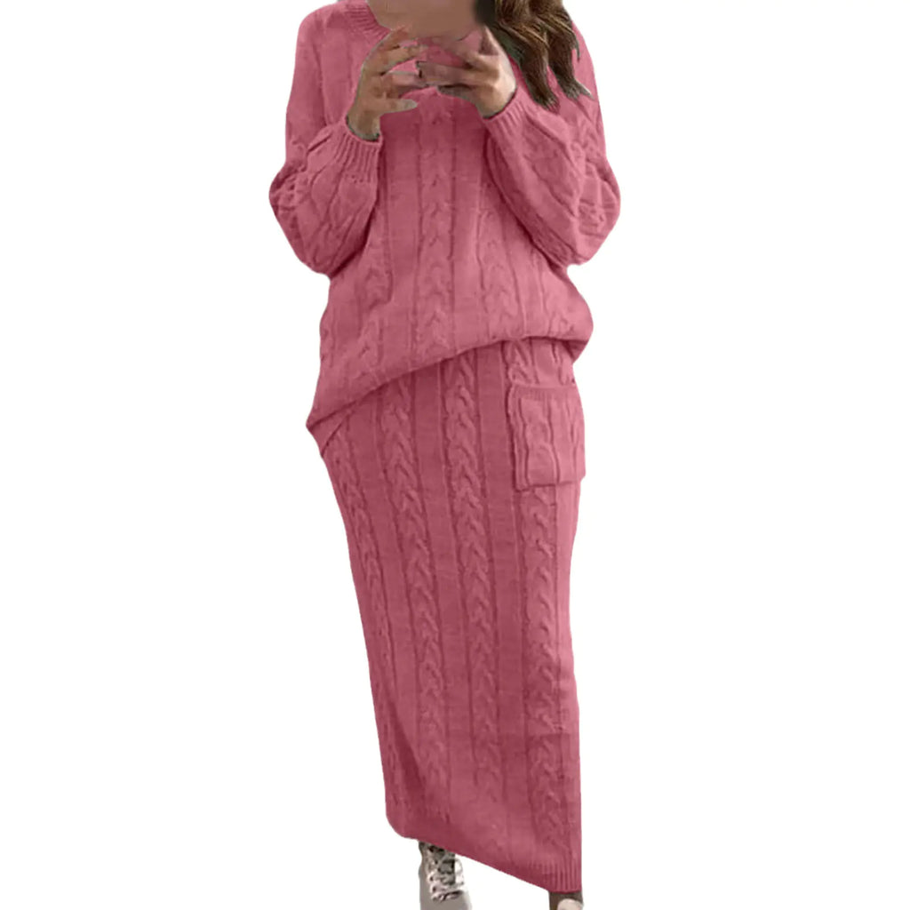 Autumn Winter Women's Fashion Sweater Dress Set