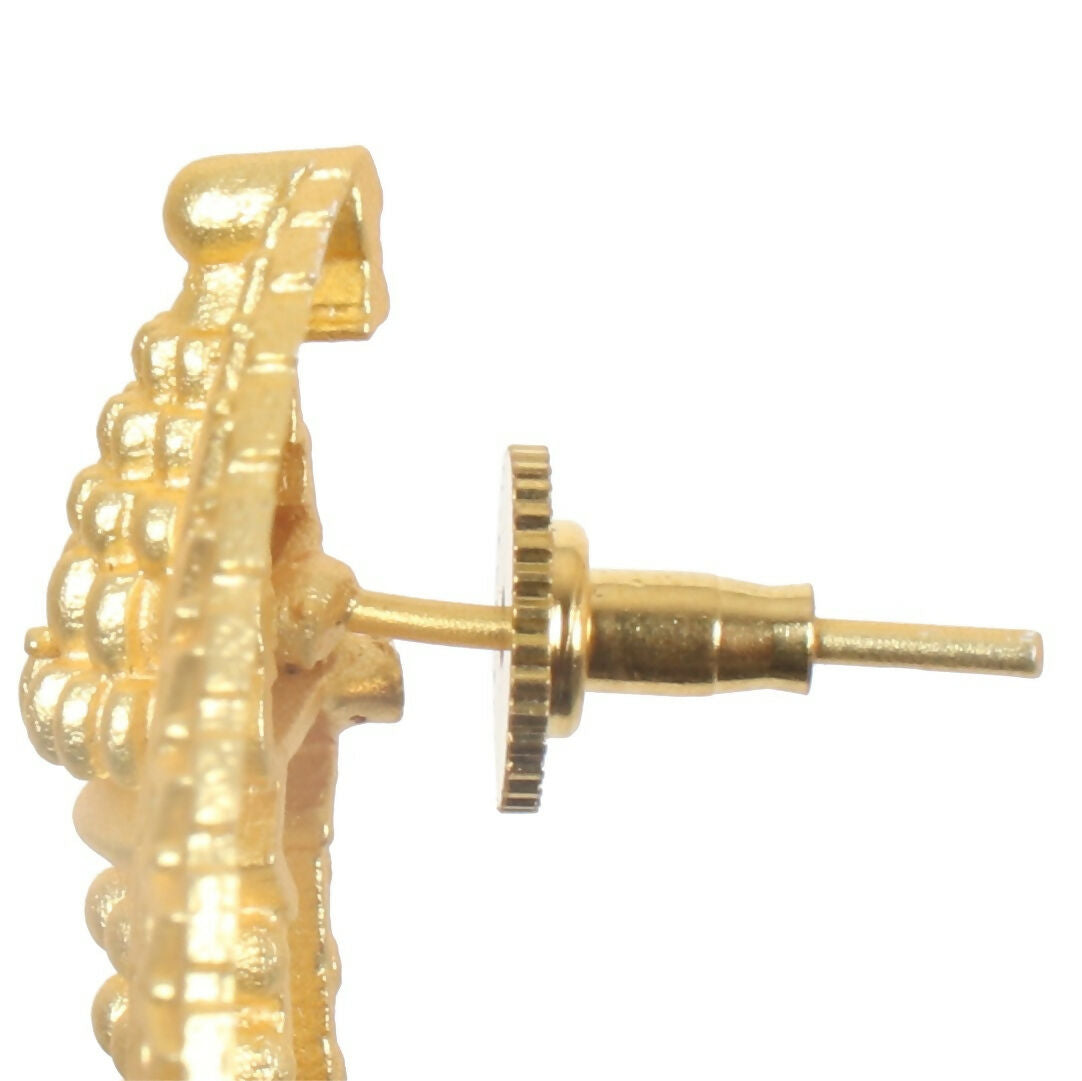 Matte Gold Brass Earrings with Intricate Handcrafted Detailing