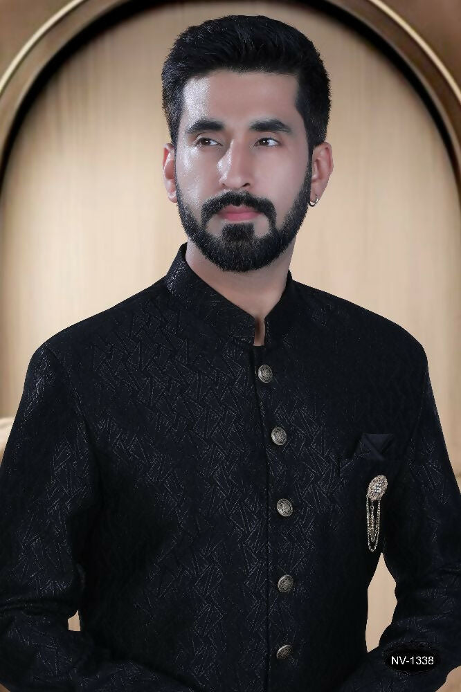 Black TR Kurta with Pyjama Set for Toddler Boys