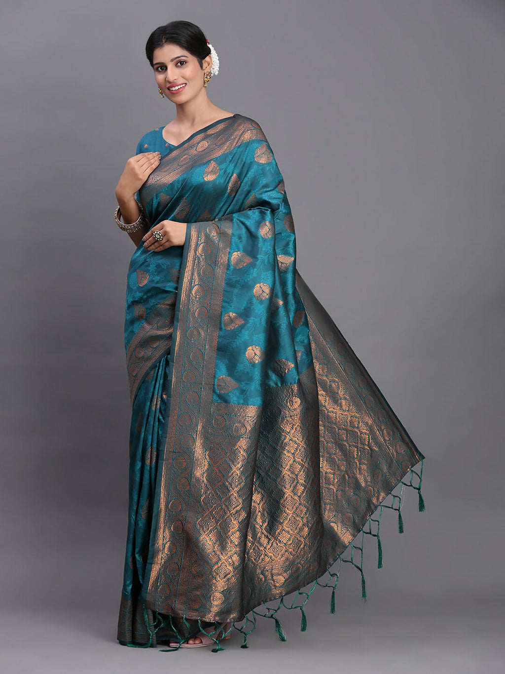 Shree Shyam Fashion Silk Teal Blue Saree