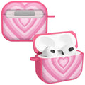 Y2K pink heart pattern protective case cover for Apple AirPods Gen 3 with carabiner