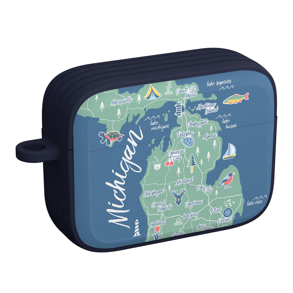 Michigan State Map Case for Apple AirPods Pro 1 and 2 Covers