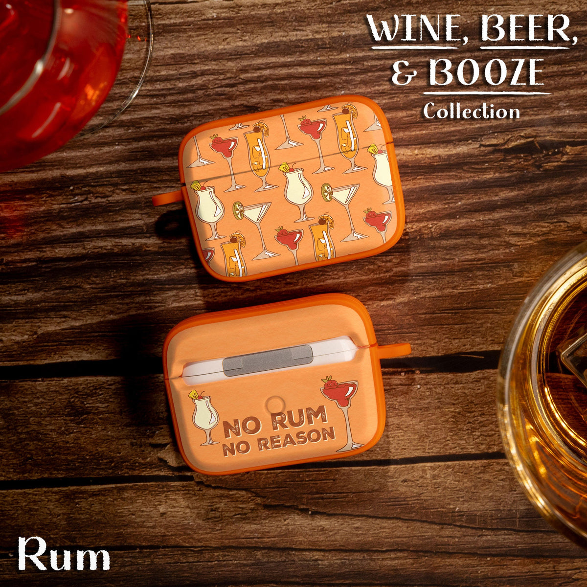 Wine, Beer & Booze AirPods Pro 1 & 2 Protective Case with Carabiner