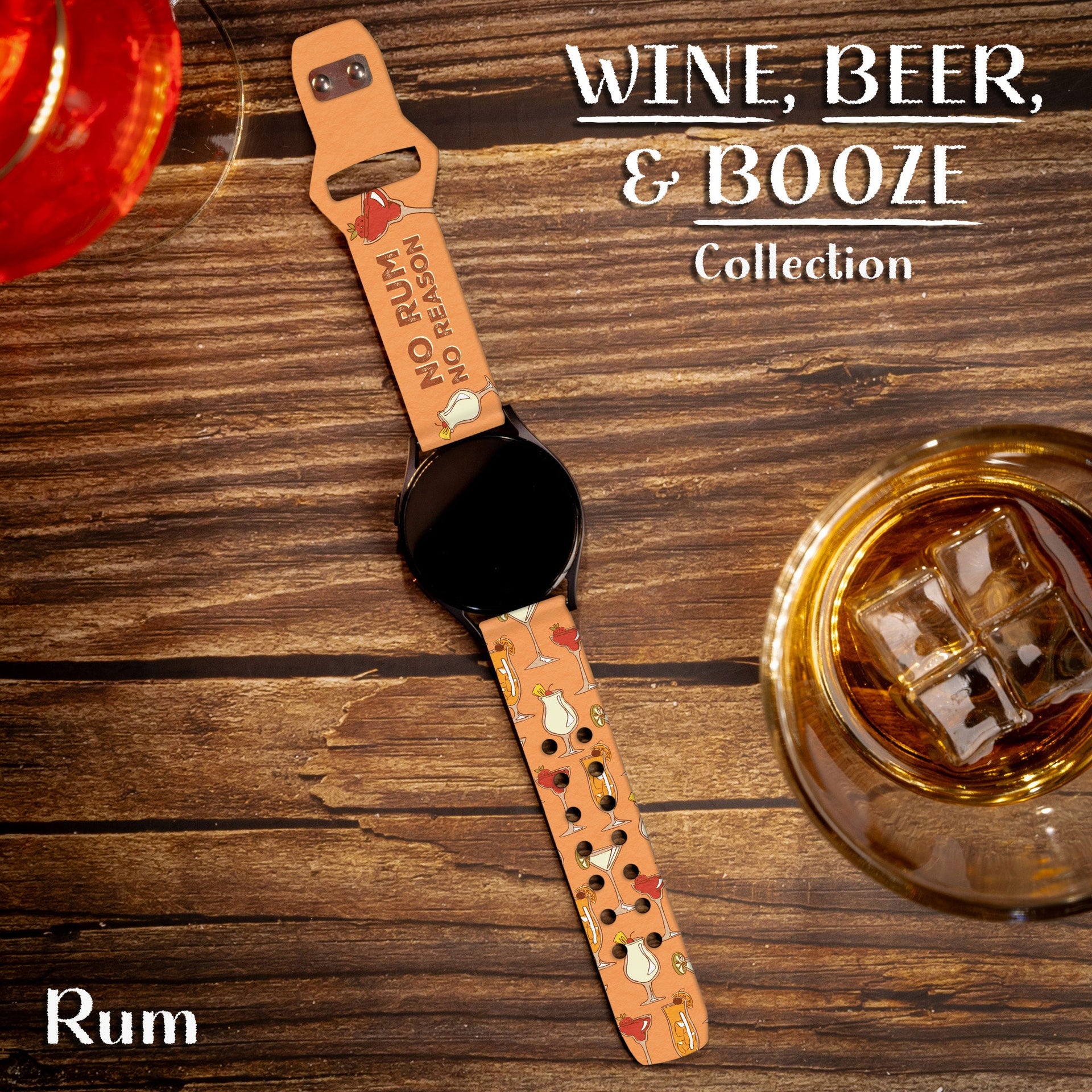 Wine, Beer & Booze 20mm Silicone Watch Band for Smartwatches