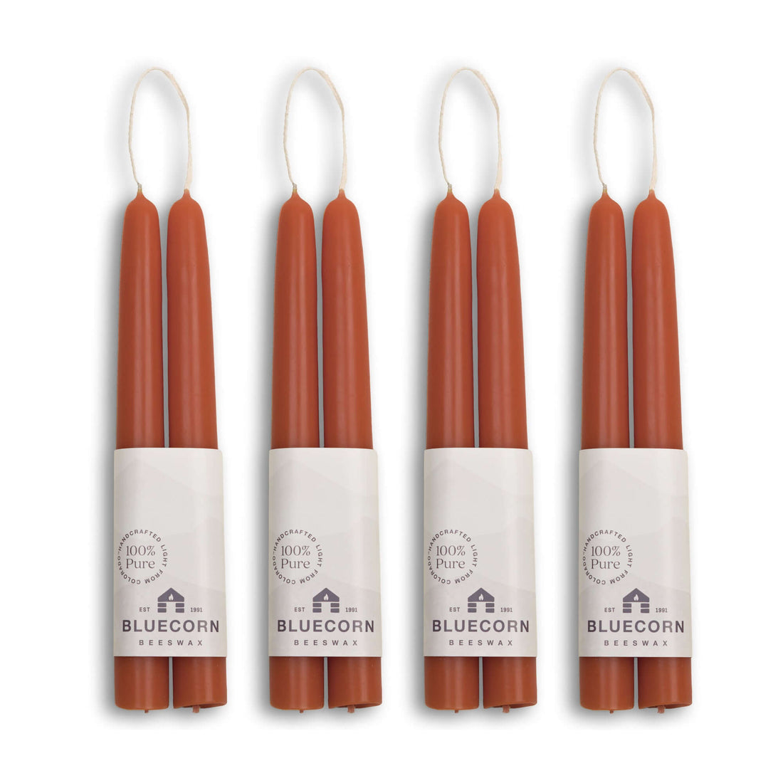 Hand-Dipped Beeswax Taper Candles - Bulk 4-Pair Bundle
