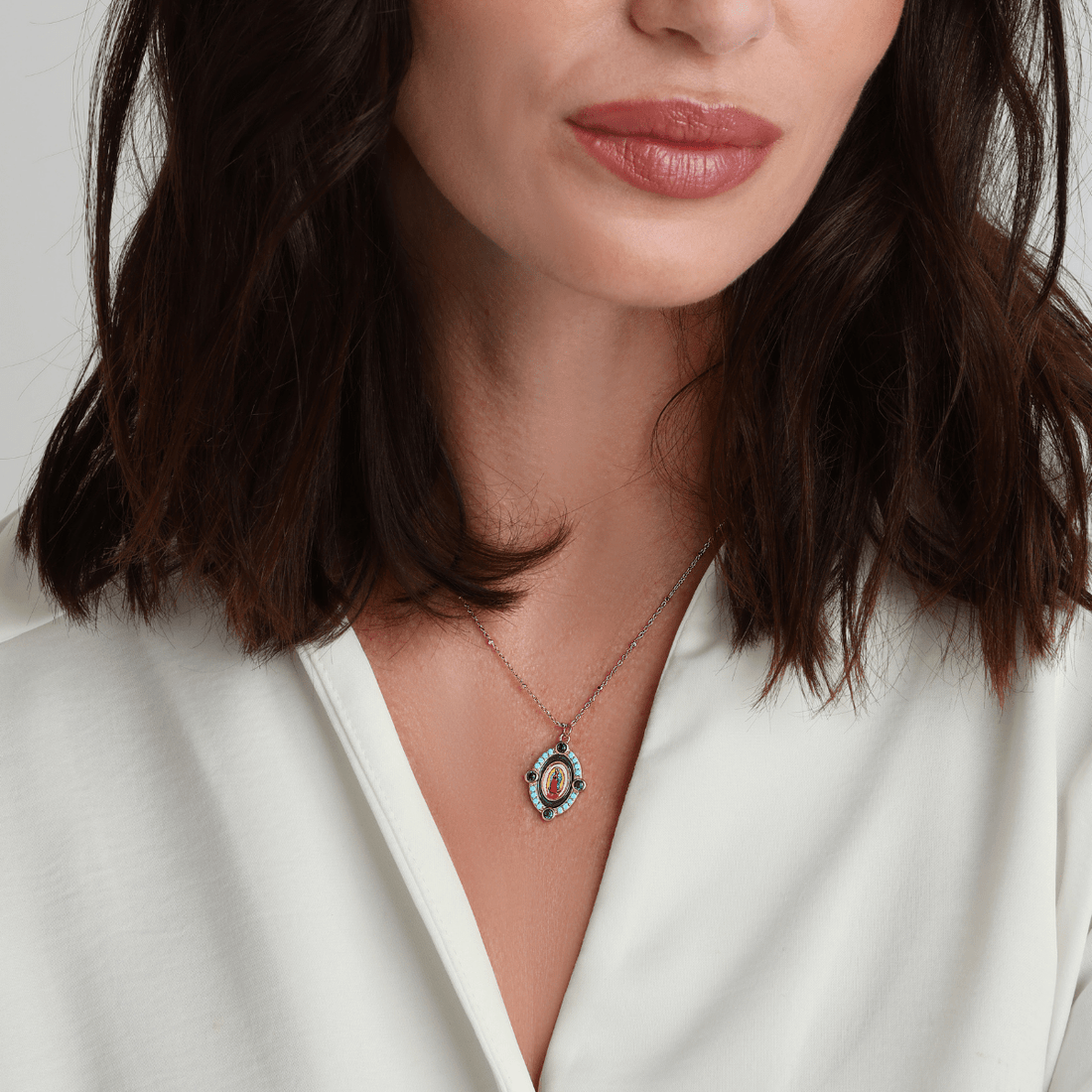 Our Emerald Lady of Guadalupe Necklace