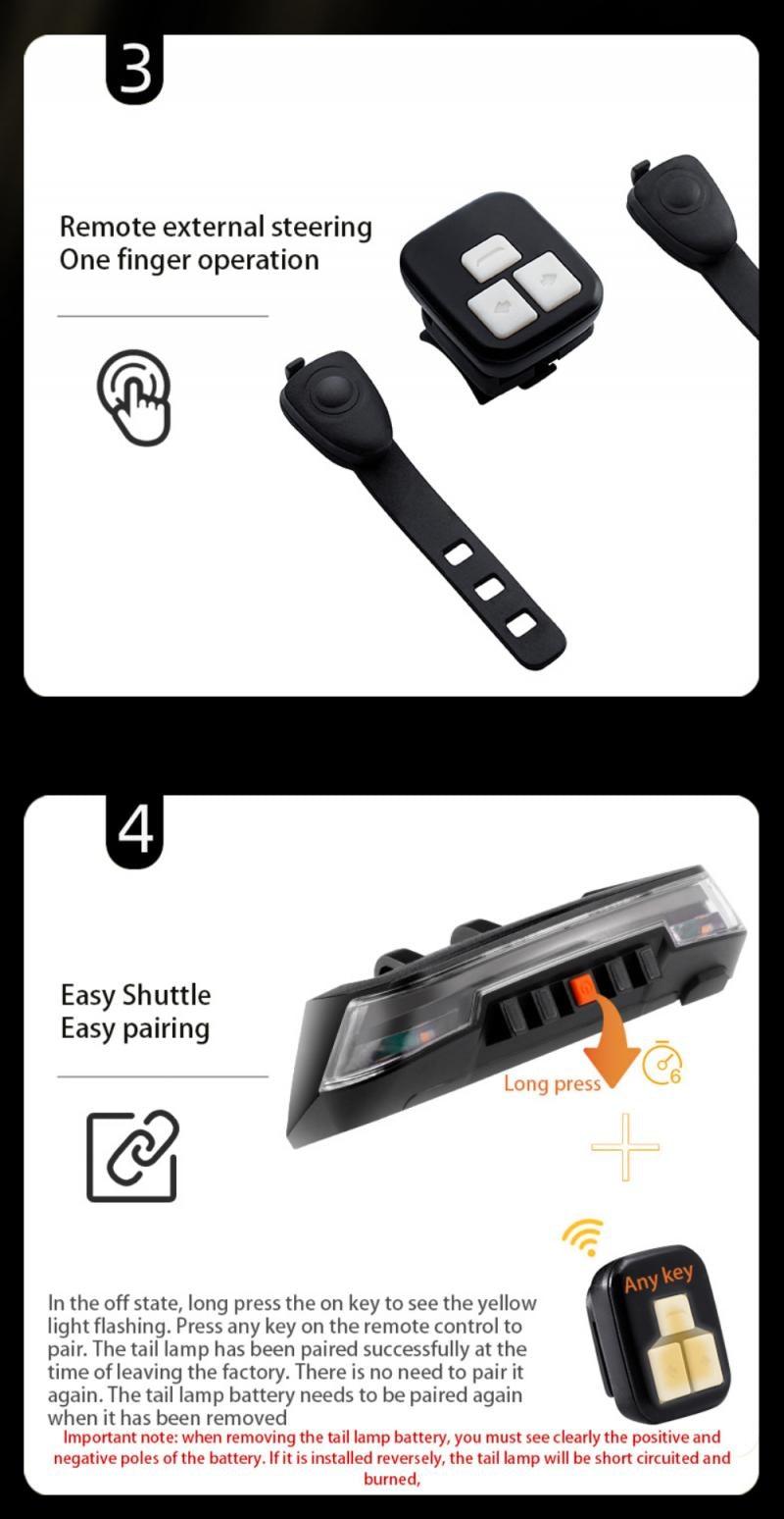 Smart Wireless LED Bike Tail Light - USB Rechargeable 8 Modes