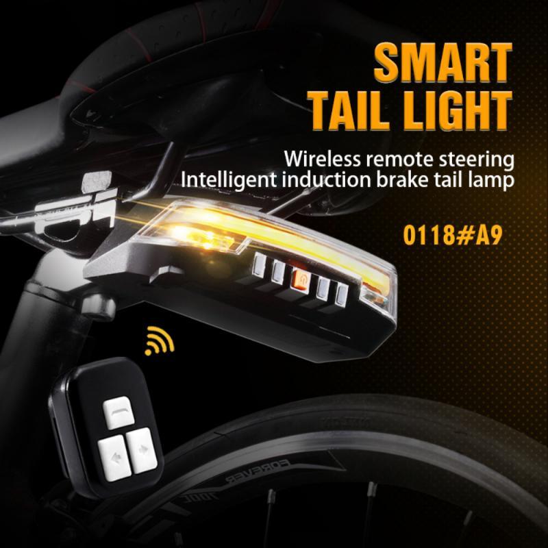 Modern black and white smart LED bike tail light with wireless remote control