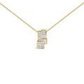 14K Yellow Gold 1 1/2 cttw Princess and Baguette Cut Diamond Geometric Pendant Necklace (H-I Color, VS1-VS2 Clarity)