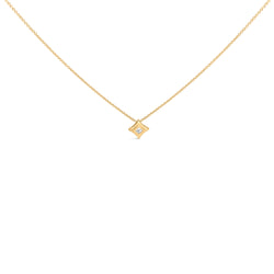 10K Yellow Gold 1/5 Cttw Bezel Set Princess Diamond Kite Shaped Solitaire Pendent Necklace
