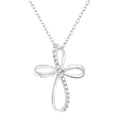 10K Yellow Gold Plated .925 Sterling Silver Diamond Accent Cross Ribbon 18" Pendant Necklace (I-J Color, I2-I3 Clarity)