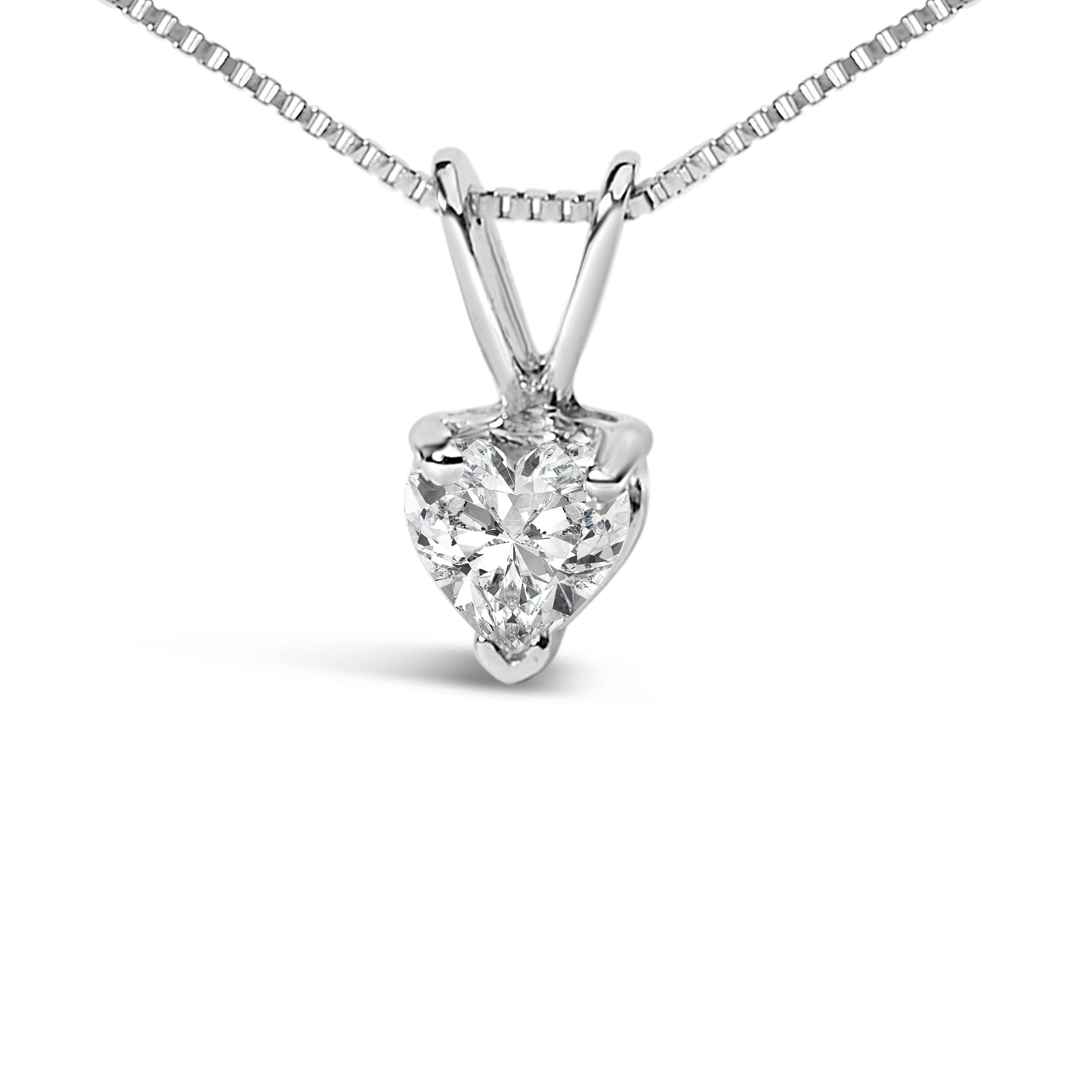 14K White Gold 1/5 Cttw 3-Prong Set Heart Shaped Solitaire Lab Grown Diamond 18" Pendant Necklace (F-G Color, VS2-SI1 Clarity)