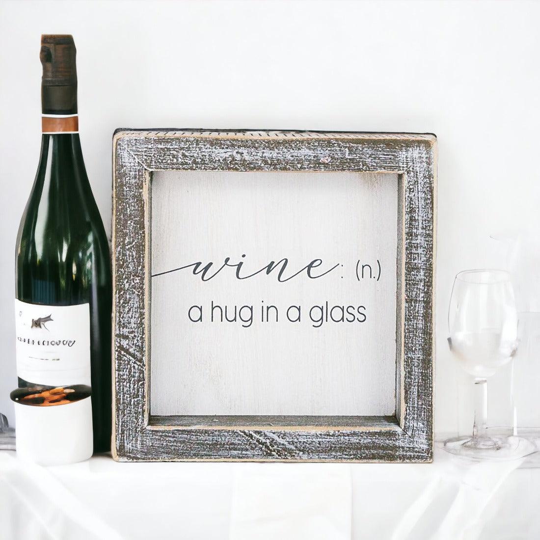 Wine A Hug in a Glass Rustic Wooden Wall Decor Sign - Image 5