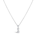 10K White Gold 1/2 Cttw Diamond 3 Stone Drop Pendant Necklace